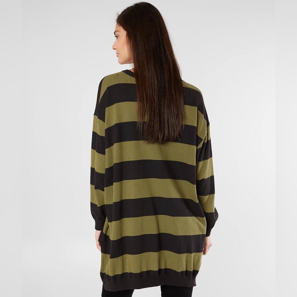 Free People Black and Tan Surfin On Your Stripes Tunic Sweater - Size XS/S - Picture 3 of 7